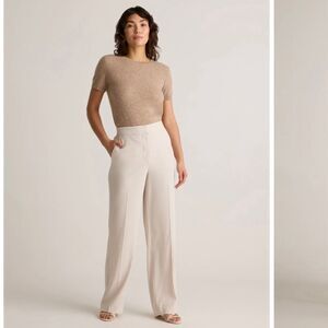 NWT Quince Stretch Crepe Classic Trouser Pant Size 12 Tan $178.00